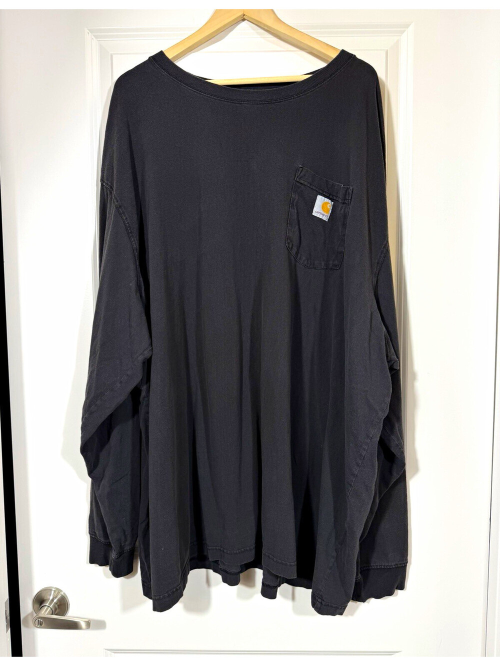 Carhartt Black Long Sleeve Tee Men's 5XL Loose Fit Faded Workwear Streetwear